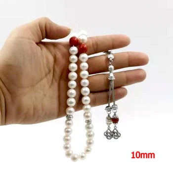 Natūralių Perlų Tasbih 33 66 99Muslim Gėlavandenių perlų Tasbih dovana perlų apyrankė Moterų Misbaha meilės dovana Islamo jwelry moterims