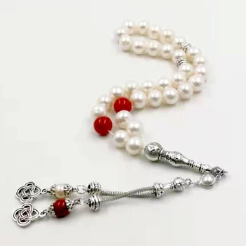 Natūralių Perlų Tasbih 33 66 99Muslim Gėlavandenių perlų Tasbih dovana perlų apyrankė Moterų Misbaha meilės dovana Islamo jwelry moterims