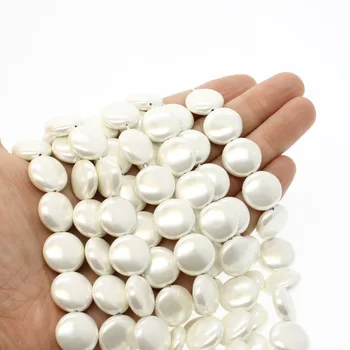 Natūralus baltas apvalkalas 15mm mygtuką formos prarasti karoliukai Poliruoti vyrų ir moterų papuošalai priėmimo 