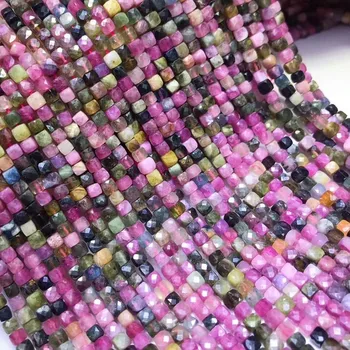 Natūralus cukraus Turmalinas spalvinga 4,5 mm briaunotas kvadratinių granules needleworks perle 