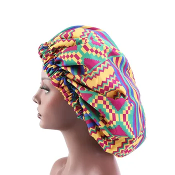 Nauja Afrikos Modelio Spausdinimo variklio Dangčio Moterys Dieną Naktį Miegoti Bžūp Dvigubo Sluoksnio Satino Turbaną labai Didelis Galvos Dėvėti Ponios Galvos Skrybėlę wrap