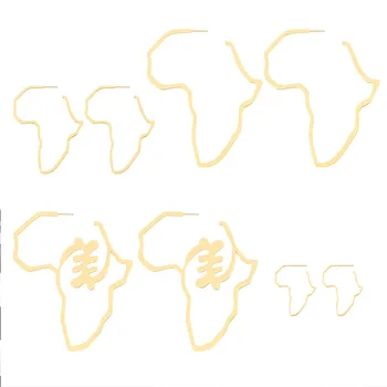 Nauja Afrikos Žemėlapis Pinigų Simbolis Auskarai Perdėti Auskarai Aukso Afrikos Juvelyrika Tradicinių Etninių Perdėti Dovanos