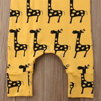 Nauja Animacinių filmų Žirafa Naujagimį Berniuką Mergina Medvilnės Romper Jumpsuit Komplektus Drabužių 0-24M