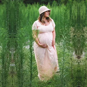 Nauja Balta Rausva Motinystės Suknelė Nėštumo Nuotrauka Rekvizitai Šaudyti Nėščioms Moterims Lady Elegantiškas Vestidos Nėrinių Šalis Oficialią Vakaro Suknelė