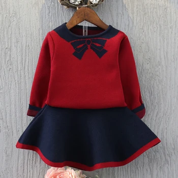 Nauja mergina drabužius žiemą, rudenį baby girl drabužių rinkiniai 2019 m. pavasarį ilgai rankovės mados baby girl megztiniai+suknelė princesė