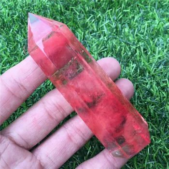 Nauja siunta natūralus raudonasis lydymo akmuo kvarcas taško kristalų lazdos bokštas Chakra gydymo
