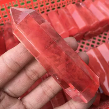 Nauja siunta natūralus raudonasis lydymo akmuo kvarcas taško kristalų lazdos bokštas Chakra gydymo