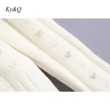Nauja Stiliaus Prabangūs White Pearl Papuoštas Megzti Megztinis Moterų Megztinis 2020 M. Žiemos Elegantiškas Plonas Ilgomis Rankovėmis Megztinis Drabužiai