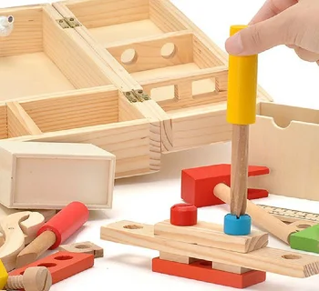 Nauja Vaikų Mediniai Žaislai Žaisti Namus Tvarkyti Tool Box Žaidimo, Mokymosi Švietimo Medinis Įrankis, Žaislas Varžtas Asamblėjos Vaikas Berniukas Įrankis, Žaislas