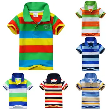 Nauja Vasaros Baby Vaikų Berniukų Dryžuotas marškinėliai Vaikams Viršūnes Tee Polo Marškinėliai 1-7 Metų