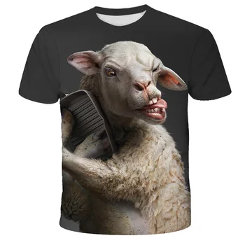 Nauja Vasaros marškinėliai Vyrams Streetwear Juokinga avių Trumpas Rankovės Tees Viršūnes Gyvūnų Vyrų Drabužiai Atsitiktinis 3D Spausdinimo Marškinėlius