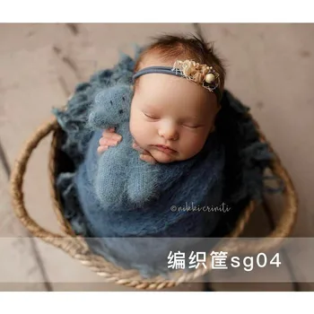 Naujagimio foto rekvizitai krepšelį vaikų studija audiniai krepšys kūdikio nuotrauka kūdikių full moon foto audimo rėmelį