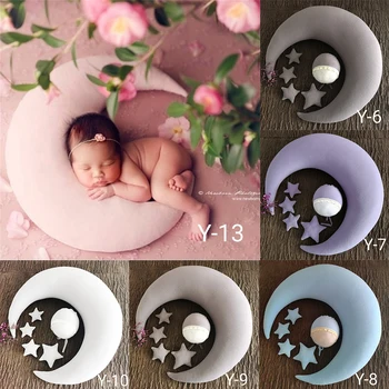 Naujagimio Fotografijos Rekvizitai Kūdikių Kepurę Kelia Pupelės Pagalvė Mėnulis Žvaigždes Nustatyti, Vaikų Fotosesiją