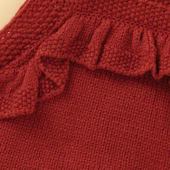 Naujagimio Mergaičių Megztiniai Kietosios Žiemos Trikotažo Outwear Vest Pynimas Megztinis be rankovių Megztinis Rudenį, Žiemą Šilta Romper Bodysuit