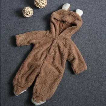 Naujagimio romper Žiemos kostiumų kūdikių berniukų drabužiai Koralų Vilnos šiltą kūdikių, mergaičių drabužiai Gyvūnų Apskritai kūdikiams jumpsuit