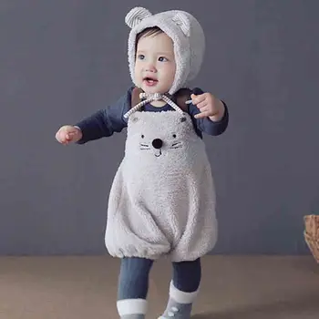 Naujagimio Vienas Gabalus Jumpsuit Vaikų Žiemos Kūdikių Mergaičių Sleevless Rompers Apranga, Drabužiai 2019 Cute Little Bear Rompers Bamblys
