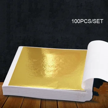 Naujas 100 Vnt Aukso Lapų Lakštai, Folijos, Popieriaus Meno Slime 