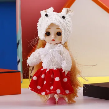 Naujas 16cm BJD Doll Baby Plika Keičiami Drabužiai, Lėlės 13 Jungtinio Kilnojamojo 3D Akis Mados Makiažas Mergina Gimtadienio Dovana Vaikams 