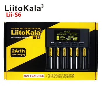 NAUJAS 2019 Liitokala Lii-S6 baterijos Kroviklis Auto-poliariškumo nustatymo 18650 26650 18350 18340 li-ion, Ni-MH baterijos