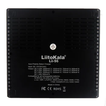 NAUJAS 2019 Liitokala Lii-S6 baterijos Kroviklis Auto-poliariškumo nustatymo 18650 26650 18350 18340 li-ion, Ni-MH baterijos