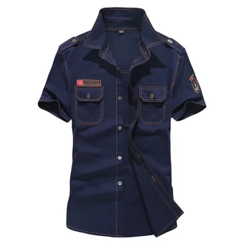 Naujas 2019 Plius Dydis M-6XL Medvilnė, siuvinėjimo vyrams Marškinėliai vyriški karinės uniformos stiliaus vyrų Atsitiktinis trumpas rankovėmis marškinėliai