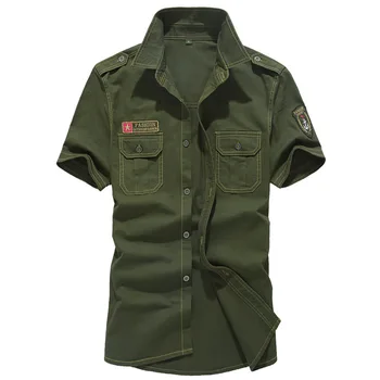 Naujas 2019 Plius Dydis M-6XL Medvilnė, siuvinėjimo vyrams Marškinėliai vyriški karinės uniformos stiliaus vyrų Atsitiktinis trumpas rankovėmis marškinėliai
