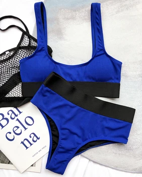 Naujas 2021 Seksualus Briaunoti Sporto Aukšto Juosmens bikini Moterims maudymosi kostiumėlį Moterų maudymosi kostiumėliai, dviejų dalių, bikini nustatyti Bather maudymosi kostiumą plaukti Panele