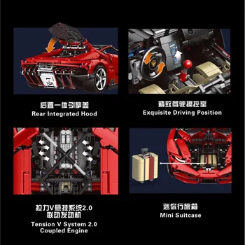 Naujas 3874 VNT K1-1B įrangos pardavimas, biuro įrangos Serijos Raudona Lamborghining Centenario 1:8 hypercar Plytų Super Racing Sport 