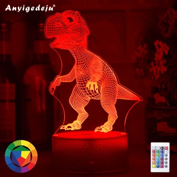 Naujas 3D LED Nakties Šviesos Lempos Dinozaurų Serijos 16Color 3D Naktį šviesos Nuotolinio Valdymo stalinės Lempos Žaislai Dovana vaikas Namų Puošybai