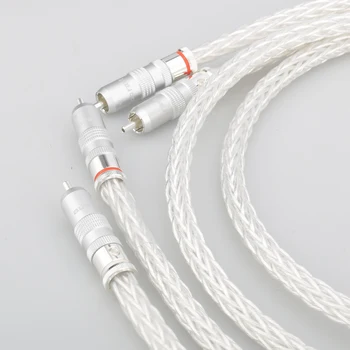 Naujas 8AG RCA Analoginio Kabelių Sujungimo kabelis Garso ir vaizdo kabelis-prailgintojas OCC sidabrą, Padengtą Sidabro Padengtą RCA Plug