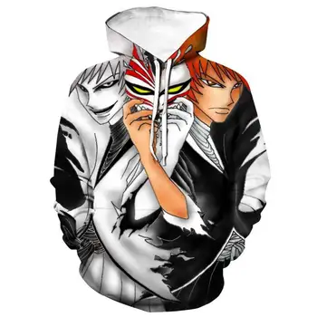 Naujas Anime Bleach 3D Atspausdintas Hoodies Vyrų Atsitiktinis Mados Gobtuvu Palaidinukė Harajuku Hip-Hop Streetwear Hoodie Puloveris Vyrų Viršūnės