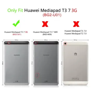 Naujas Atvykimo Atveju 2017 Huawei MediaPad T3 7 3G BG2-U01 BG2-U03 Tablet Smart Magnetas Funda Apsaugos Stovo Dangtelis+Filmas +Rašiklis
