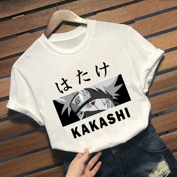Naujas Atvykimo Harajuku Anime T-shirt Naruto Kakashi Hatake Akis Spausdinimo Tees Hip-Hop Streetwear