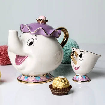Naujas Atvykimo Mielas Animacinių filmų Grožio ir žvėrys arbatinukas, puodelis Ponia Potts Chip Puodelio Arbatos Puodą Taurės Nustatyti Gražus Kalėdų Dovana, Greitai Paštu