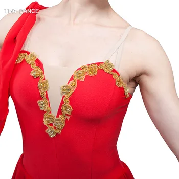 Naujas Atvykimo Suaugusiųjų Baleto Kostiumas Raudona Spandex Šifono Suknelė 18087