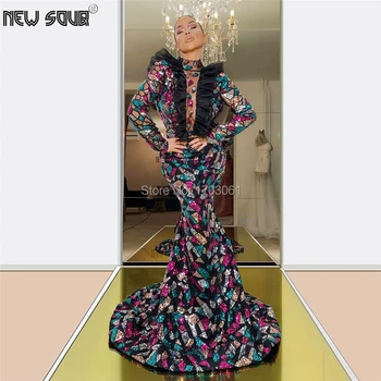 Naujas Atvykimo Įvairių Spalvų Undinė Vakaro Suknelės Chalatas De Soiree 2020 Saudo Arabijos Islamo Promenadzie Suknelė Ilgai Blizgučiai Šalis Suknelė Mergina