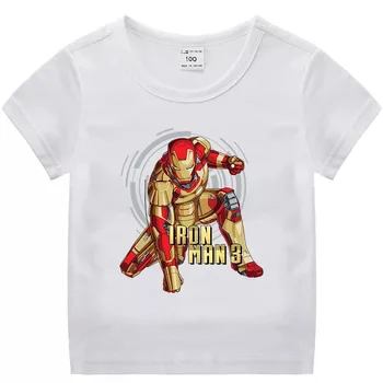 Naujas Baby Vasaros T-shirt Mados Stebuklas Lron Vyras Spausdinimo Vaikų Marškinėliai Atsitiktinis Apvalios Kaklo trumparankoviai Marškinėliai