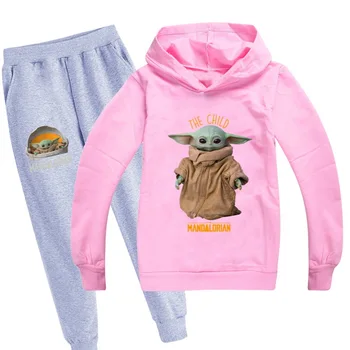 Naujas Baby Yoda Baby Star Wars Berniukai Megztinis Nustatyti Medvilnės Boutique Vaikams Drabužių Bamblys Mergina Patenka Drabužius Hoodies Kelnes 2vnt Komplektas