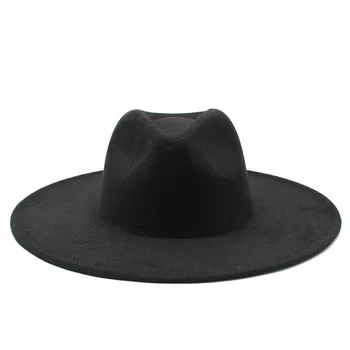 Naujas Britų stiliaus žiemos dirbtinė vilna klasikiniai fedora skrybėlę, vyrai ir moterys, Panama džiazo skrybėlę, 9CM pločio kraštų balta fedora skrybėlę, 7CM