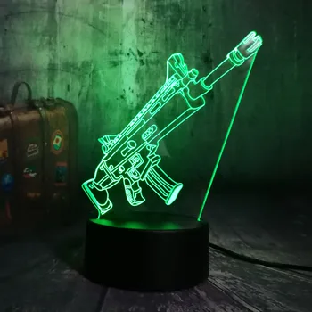 NAUJAS Cool Battle Royale Žaidimas PUBG TPS SCAR-L Šautuvas LED Nakties Šviesos Stalo Lempos RGB 7 Spalvos, Berniukai, Kids Žaislų Namų Dekoro Kalėdų Žaislai