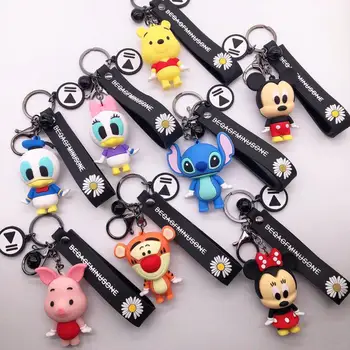 Naujas Disney Mielas Animacinių Filmų Dygsnio Lokys Mickey Mouse Keychains Baby Berniukas Ir Mergaitė Paketų Prižiūrėtojų Raktinę Moterų Puikus Krepšys Key Chain Monstras Priedai