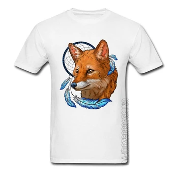Naujas Dizainas Trumpas Rankovės Tees Vasaros Apvalios Kaklo Grynos Medvilnės Mens Top marškinėliai Indijos Fox Nuotraukos Tee Marškinėliai Vyraujančias Tshirts