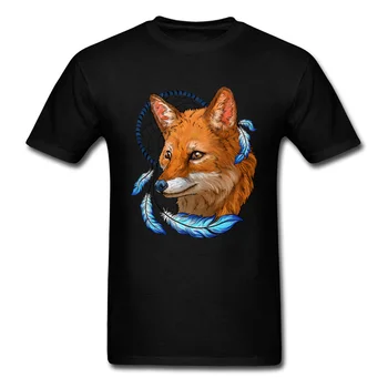 Naujas Dizainas Trumpas Rankovės Tees Vasaros Apvalios Kaklo Grynos Medvilnės Mens Top marškinėliai Indijos Fox Nuotraukos Tee Marškinėliai Vyraujančias Tshirts