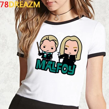 Naujas Draco Malfoy Marškinėliai Moterims Kawaii Animacinių Filmų Hip-Hop Vasaros Viršūnes Anime Grafikos Tees Juokinga Unisex Harajuku Grunge Marškinėlius Moteris