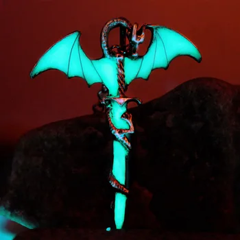 Naujas Dragon Sword Punk Šviesos Karoliai Dragon Sword Pakabučiai, Karoliai ŠVYTI TAMSOJE amuletas Megztinis Grandinės