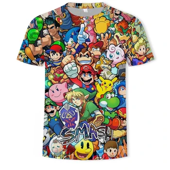 Naujas Harajuku Klasikiniai žaidimai, Super Mario Berniukų marškinėliai Super Smash Bros 3D print t-shirt hip-hop marškinėlius streetwear off baltos spalvos marškinėlius