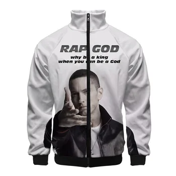 Naujas Kpop Muzikos, Būti Nužudytas Stiliaus Repo Atlikėjas Eminemas 3D Spalvų Spausdinimo Stovėti Apykaklės Užtrauktukas Raglan Rudenį Palaidinukė drabužiai