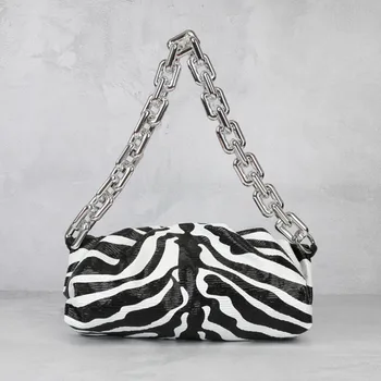 Naujas Lady maišas natūralios Odos moteriškos Rankinės Dizaineris Moterų Krepšys Ant Peties Storio Grandinę Crossbody Zebra Debesis Krepšys