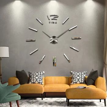 Naujas laikrodis, laikrodžiai horloge žiūrėti Akrilo veidrodis, Sienų Lipdukai nekilnojamojo Kvarco Kambarį Šiuolaikinės 3D 