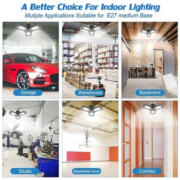 Naujas LED Garažas Lemputės E27 Garažo Lubų Šviesos Reguliuojamas LED Darbo Lemputės su 3 Skydelio Led Žibintai, sukasi 360 Laipsnių Deformuojamieji